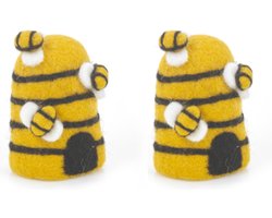Bijenkorf Eierwarmer - set van 2 - handgemaakt en fair trade vilten eierwarmers