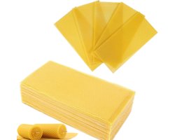 Bijenkorf Gewaxte Gecoate Funderingplaat 30st Honingraten Bijenwas Nestfundering Bijenhouderijbenodigdheden Niet-giftige Diepe Bijenkastplaten (8 1/3 x 16 5/7 Inch)