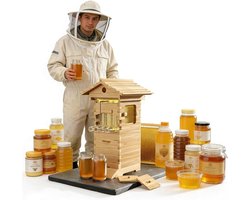 Bijenkorf Starterset - Honingbijen Box - Bijen Houden - Zelfvloeiend Systeem - 71 cm Hoog - Natuurlijk Hout