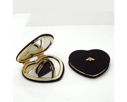 Bijenspiegel - Kleine Make up Draagbare Spiegel - Luxe Tasspiegel - Zwart