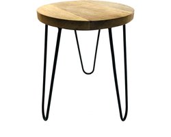 Bijzeetafel - tafeltje - hout - mangohout H50  Ø35  - plantentafel