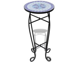 Bijzeltafel | Eindtafel | Salontafel mozaïek blauw en wit