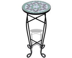 Bijzeltafel | Eindtafel | Salontafel mozaïek groen en wit