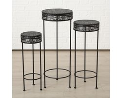 Bijzet tafel - 3 set - Smeedijzer - Rond -20/75 cm - Bruin/zwart - Ø 25-35cm