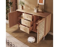 Bijzetkast 120x40x75 cm - eikenkleur - met 2 deuren - 3 lades - verstelbare planken - kantelbestendig ontwerp - opbergkast