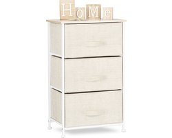 bijzetkast - 3 lades - metalen frame - 73 x 45 x 30 cm - slaapkamer - beige
