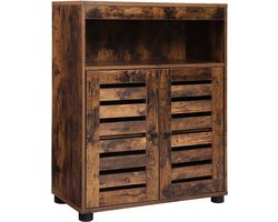Bijzetkast - Commode Kasten - Industriële Opbergkast - Badkamerkast - Kast met 4 Planken en 2 Deuren - 60 x 30 x 80 cm