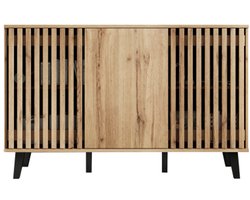 Bijzetkast, salontafel, dressoir, 3-deurs brede kast, 6 verdeelde opbergvakken. Geschikt voor woonkamer, slaapkamer, kantoor en hal.