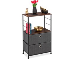 bijzetkastje - 2 stoffen lades - met plank - 85,5 x 55 x 30 cm - industrieel - woonkamer