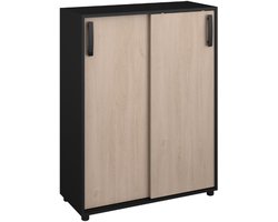 Bijzetkastje Celestia met 2 schuifdeuren - eikdecor/zwart