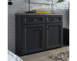 Bijzetkastje Norah 82cm met 2 deuren & 2 lades - grijs/bruin