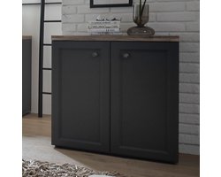 Bijzetkastje Norah 82cm met 2 deuren - grijs/bruin