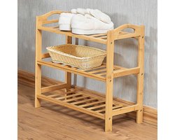 Bijzetrekje Celie - 53x25x50cm - Bamboehout - Emob Exclusive - Schoenenrek - Bruin - Hout