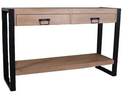 Bijzettafel 120cm duurzaam mangohout Vera lichtbruin industrieel side table