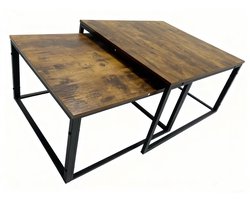 Bijzettafel - 2-delige set - industrieel - 65 en 75 cm