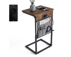 Bijzettafel - 40,5x45–84x30,5 cm - bruin en zwart - verstelbaar