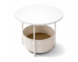 Bijzettafel - 45 cm - met mand - woonkamer - beige-crème