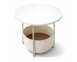 Bijzettafel - 45 cm - met mand - woonkamer - saliegroen-creme