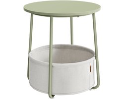 Bijzettafel 45x45x50 Cm Groen Salontafel Opbergtafel Nachttafel Metalen Frame Stoffen Mand Modern Strak Design Woonkamer Slaapkamer Homeoffice