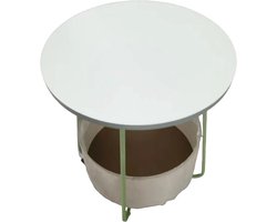 Bijzettafel - 50xØ5 cm - saliegroen-crèmewit - rond tafelblad - tweekleurig