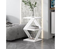 Bijzettafel 54 cm – Modern Design – Meerdere Kleuren – Compact & Stijlvol – Vierkant Tafeltje - Wit