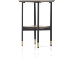 Bijzettafel - Acacia Massief Hout - 30x30x50cm - Stijlvol Zwart & Goud Design - Maze