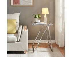 Bijzettafel Alerhavn 70x49x68 cm transparant en chroom [en.casa]