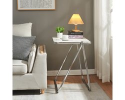 Bijzettafel Alerhavn 70x49x68 cm wit en chroom [en.casa]