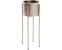 Bijzettafel – Antiek brons metaal – Omkeerbaar design – 24 cm breed, 24 cm diep, 61 cm hoog