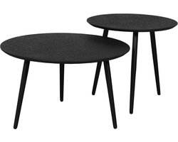 Bijzettafel Avignon - Metaal - Zwart - 58 x 35 x 58 cm (BxHxD) - Set 2 stuks