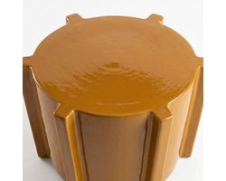 Bijzettafel Avion - Rond MDF Geel/Oranje Kalkpleister - Glans