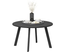 Bijzettafel, balkontafel van metaal, rond, salontafel, weerbestendig, tuintafel Ø 70 x 42H cm, donkergrijs