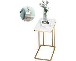 Bijzettafel Bank Bijzettafel, C-vormige Koffie Snack Bijzettafel, Faux Marmeren Tafelblad, Laptoptafel 2 Kleuren Hoektafel (Maat: A)