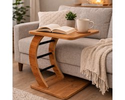 Bijzettafel Bank C-Vorm – Laptoptafel voor Bank – 39×39×54 cm – Compacte Bijzettafel – Houtlook MDF