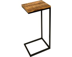 Bijzettafel bank | Mangohout en Staal | 38x31x68cm