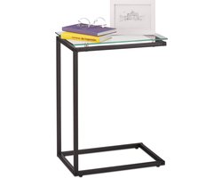 bijzettafel bank - u vorm - glazen tafelblad - metaal - modern - 61 x 30 x 45 cm - zwart