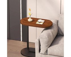 Bijzettafel - Banktafel - Tafeltje - Laptoptafel - Metaal en Hout - Banktafel 45x28x60 cm - Zwart en Bruin