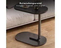 Bijzettafel - Banktafel - Tafeltje - Laptoptafel - Zwart Metaal - Banktafel 45x28x60 cm - MDF Blad - Inclusief EBOOK