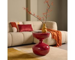 Bijzettafel Berlijn - Glanzend Metaal - Rood - 41 x 50 x 41 cm (BxHxD) - Kleur Shiraz