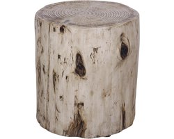 Bijzettafel Beton Imitatiehout - Tuinmeubel Tafel - Buiten en Binnen - Handgemaakt Uniek - 35 x 44 cm - Geel
