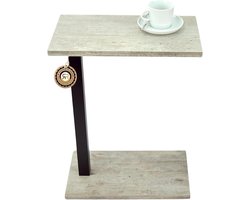 Bijzettafel Betonlook - Laptoptafel Metaal - Objecten Plaatsen - Modern Tijdloos Design - 45 x 25 x 50 cm - Betonlook