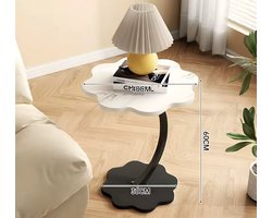 Bijzettafel - Bijzettafel bloemvormig - Laptoptafel - Tafeltje - Banktafel - Bedtafel - Laptop desk - Koffietafel - Wit marmer