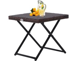 Bijzettafel - Bijzettafel buiten - Tuintafel - Tuinset - Tuinmeubelen - Polyrattan - Opvouwbaar - 40 x 40 x 40 cm - Bruin