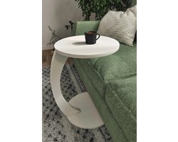 Bijzettafel - Bijzettafel met wielen - Bedtafeltje met Wielen - Tafeltje op Wieltjes - Ronde Bijzettafel