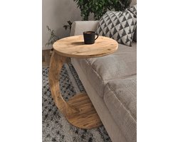 Bijzettafel - Bijzettafel met wielen - Bedtafeltje met Wielen - Tafeltje op Wieltjes - Ronde Bijzettafel