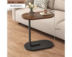 Bijzettafel - Bijzettafel ovaal - 30x45x63 cm - C-vorm - Tafeltje - Banktafel - Bedtafel - Koffietafel - Bruin
