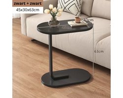 Bijzettafel - Bijzettafel ovaal - 30x45x63 cm - C-vorm - Tafeltje - Banktafel - Bedtafel - Koffietafel - Zwart