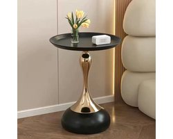 Bijzettafel - Bijzettafel rond - Tafeltje - Banktafel - Bedtafel - Koffietafel - Zwart - 40x55cm