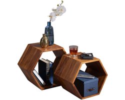 Bijzettafel - Bijzettafel set van 2 - Design - Handgemaakt - Hout - 46x40x30 cm