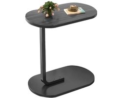 Bijzettafel - Bijzettafel Zwart - Nachtkastje - Verplaatsbaar - Past onder Bank of Bed - Lichtgewicht - Stevig - Afgeronde Hoeken - 40x30x60 cm
